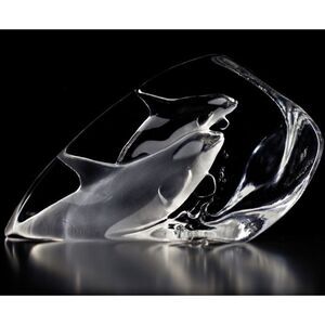 Mats Jonasson Killer Whales Crystal Sculpture Made in Sweden